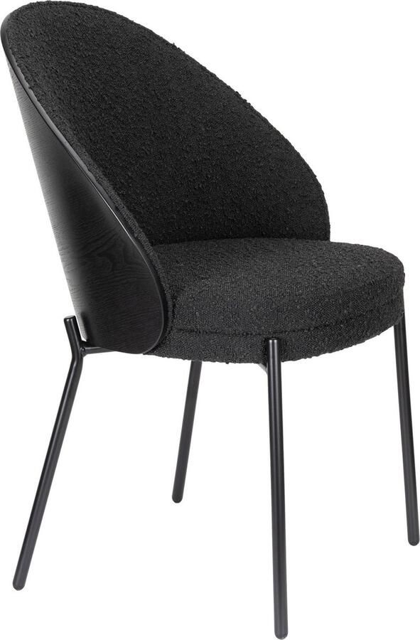Dutchbone Rodin Eetkamerstoelen Bouclé Zwart Set van 2 - Foto 2
