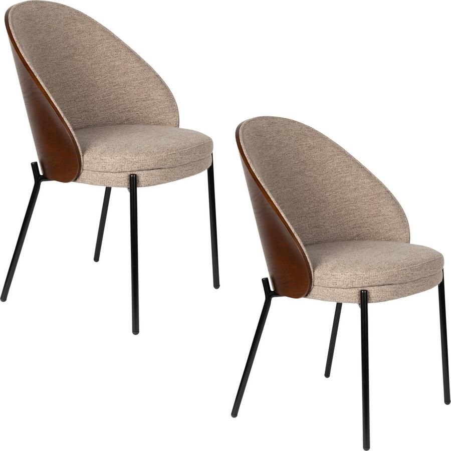 Dutchbone Rodin Eetkamerstoelen Hout Set van 2 Beige