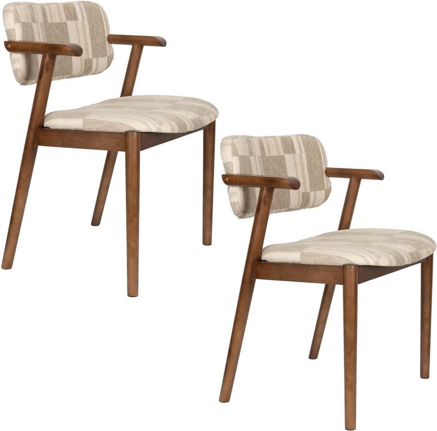 Dutchbone eetkamerstoelen Sara met armleuningen beige (set van 2)