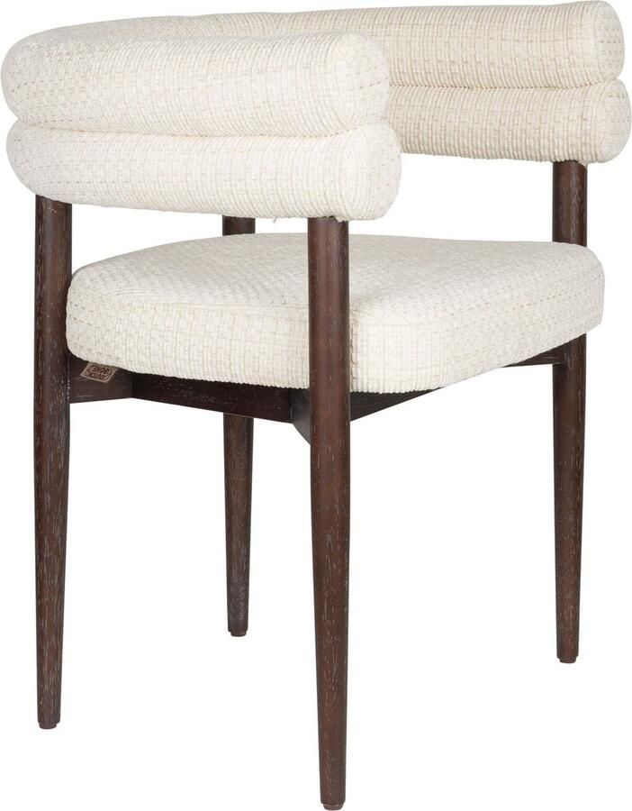 Dutchbone Eetkamerstoel Sela Geweven stof Off White Japandi