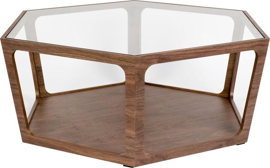 Dutchbone Sita Salontafel Zeshoekig Glas Hout Bruin - Foto 2