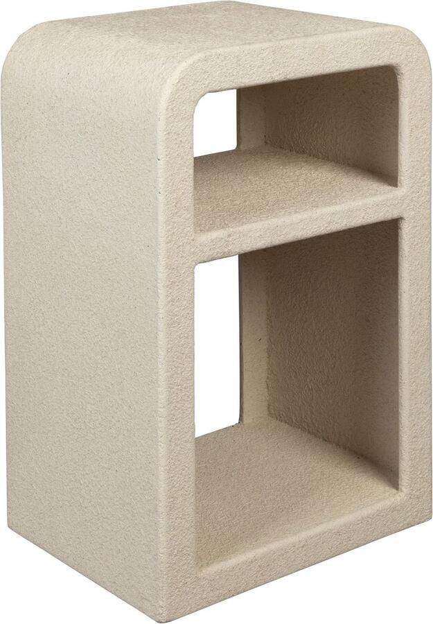 Dutchbone Veda Bijzettafel Nachtkastje Gerecycled marmer Beige