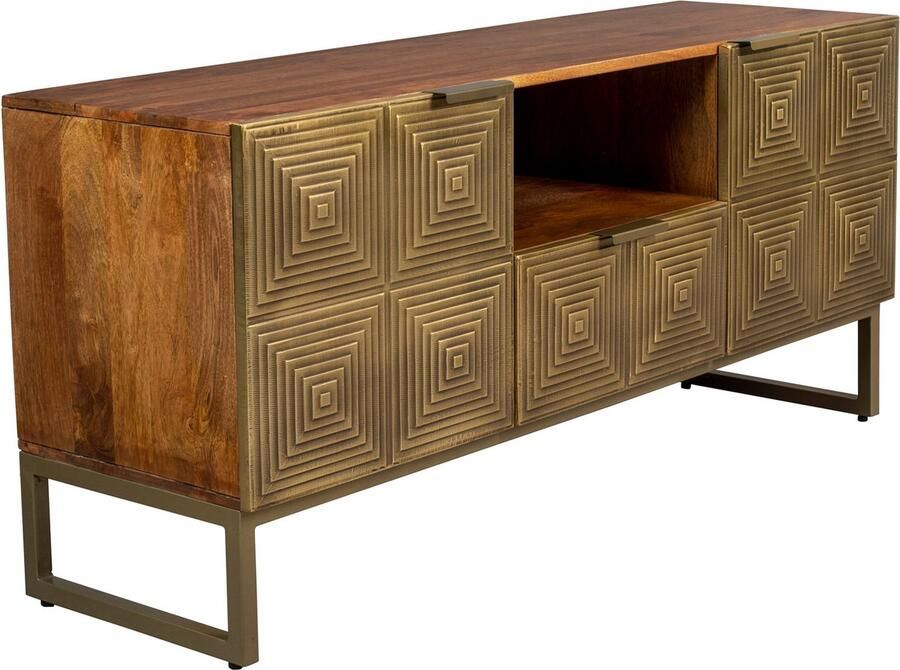 Dutchbone TV-meubel Volan mangohout 135cm goud - Foto 2