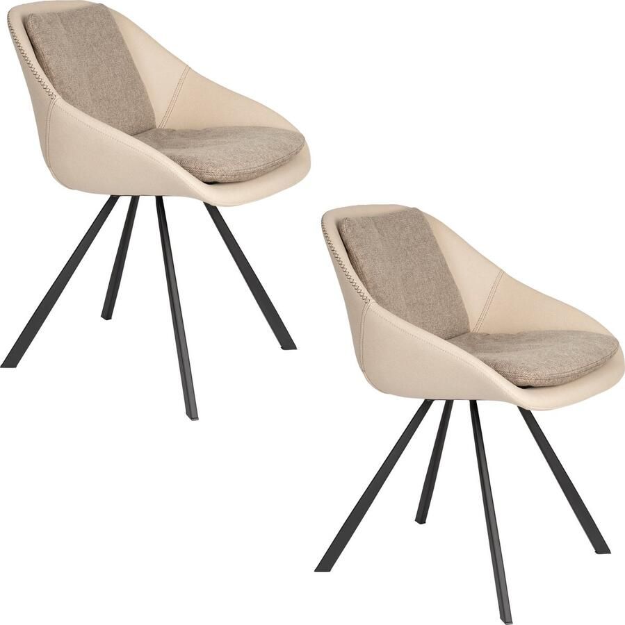Dutchbone Wakefield Eetkamerstoelen Ivory Set van 2 Beige