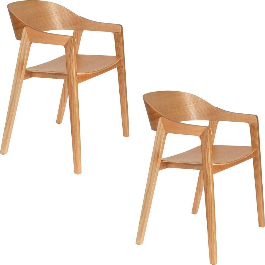 Dutchbone Westlake Eetkamerstoelen met armleuning Hout Naturel Set van 2