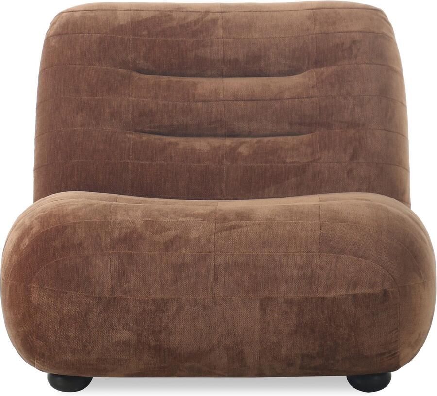Dutchbone Wyatt Fauteuil Velours Cognac Bruin
