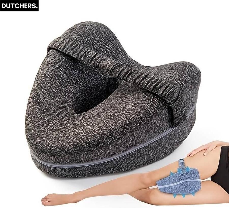 Dutchers . Orthopedisch Kniekussen met Riem Zijslaapkussen voor in bed Ergonomisch Beenkussen Heupklachten Artrose Houding correctie Blauw - Foto 2