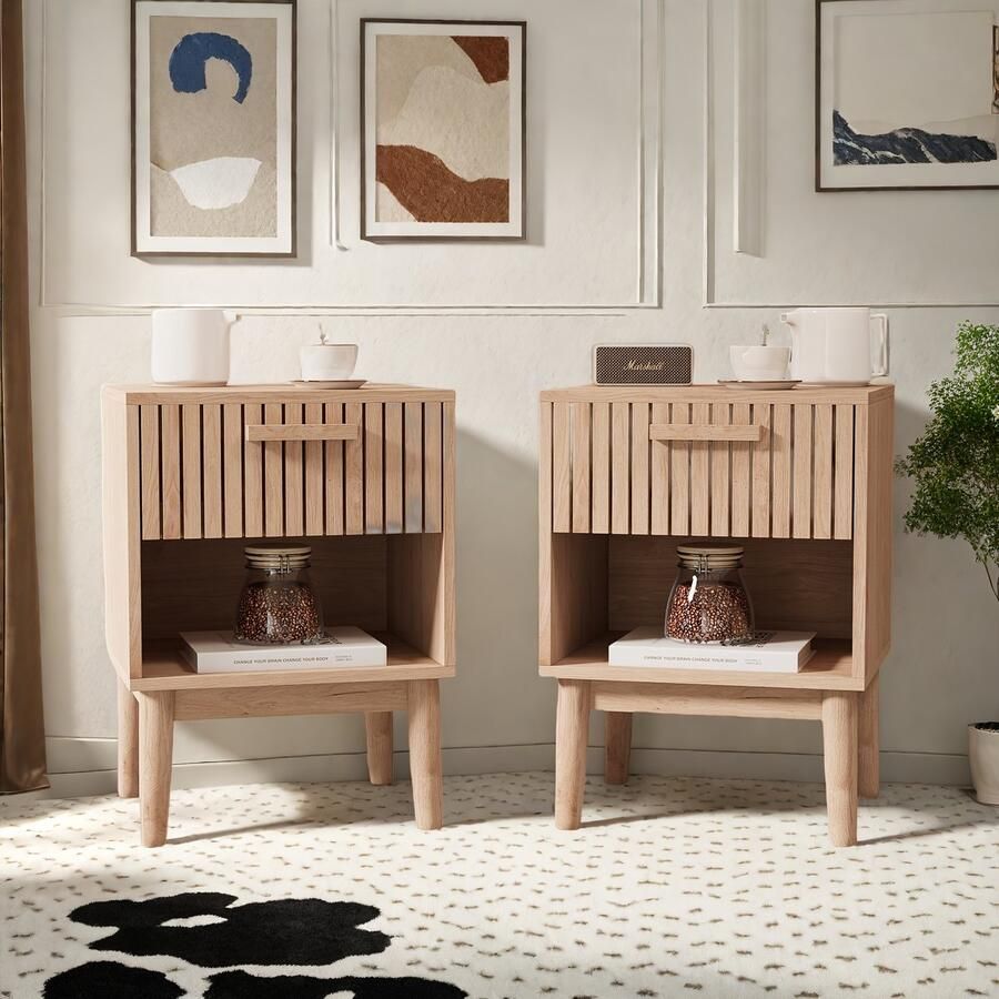 Dutchers Nachtkastjes set van 2 Nachtkastje Nachtkast Bijzettafel Modern Ladekast Ladekastje 1 Lade
