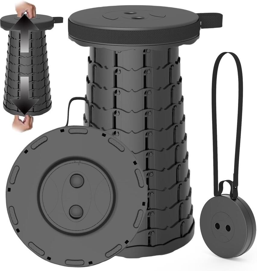 Dutchers Opvouwbare Kruk Telescopische Campingstoel Lichtgewicht & Verstelbaar tot 200kg Belastbaar Inklapbare Stoel Campingkruk Ideaal als Visstoel Kinderstoel Reisstoel & Buitenstoel