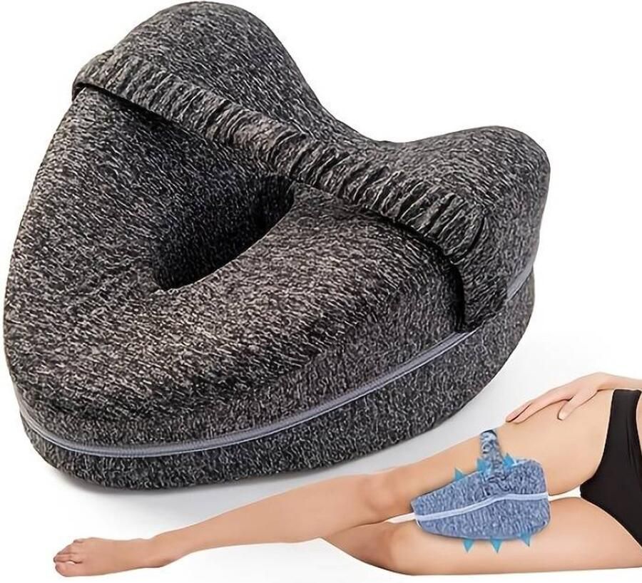 Dutchers . Orthopedisch Kniekussen met Riem Zijslaapkussen voor in bed Ergonomisch Beenkussen Heupklachten Artrose Houding correctie Donkergrijs