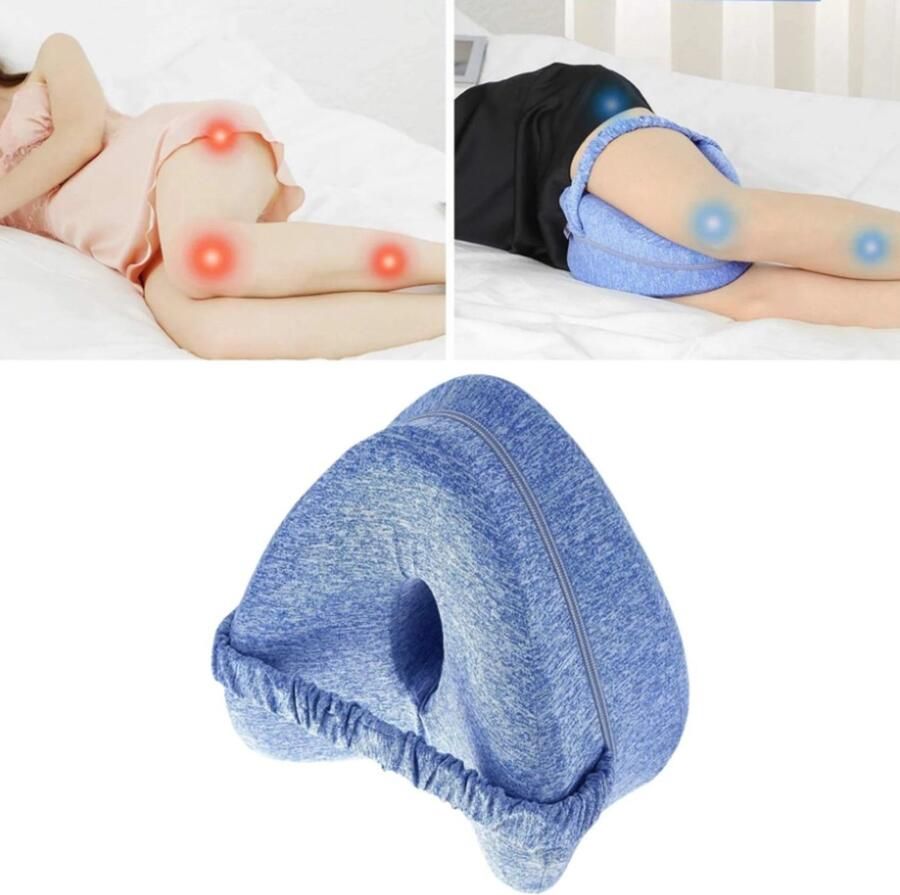 Dutchers . Orthopedisch Kniekussen met Riem Zijslaapkussen voor in bed Ergonomisch Beenkussen Heupklachten Artrose Houding correctie Blauw