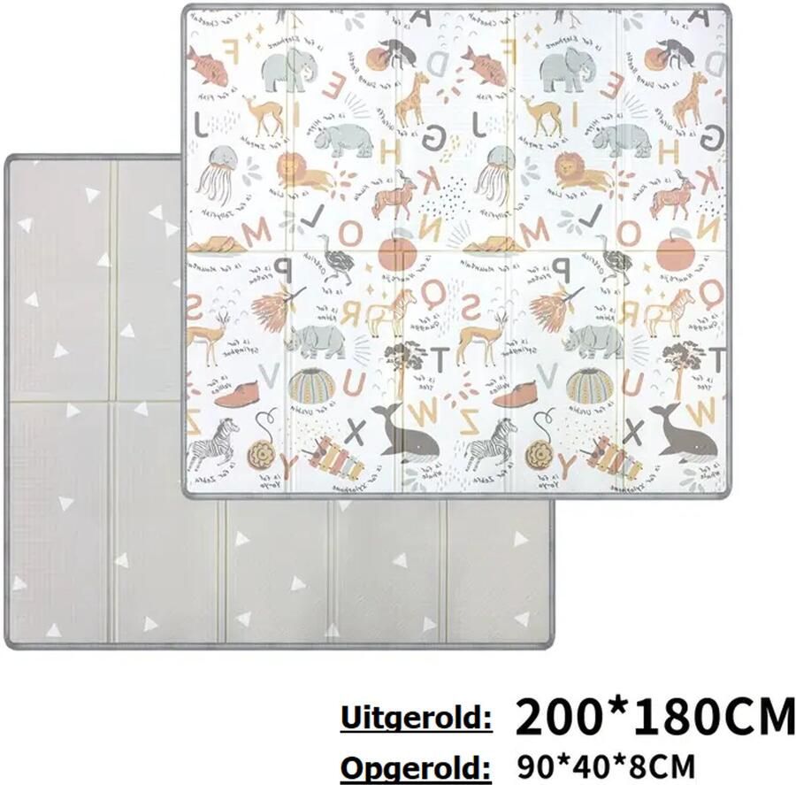 Dutchers. Speelmat XL * Hoogwaardig XPE Dubbelzijdig Slijtvast Anti-Slip Waterafstotend Speelmat Foam Opvouwbaar Speelmat Baby Speelmat 180 x 200 Speelmat Speelkleed Baby Kruipmat Baby Veilig Spelen Binnen & Buiten - Foto 2