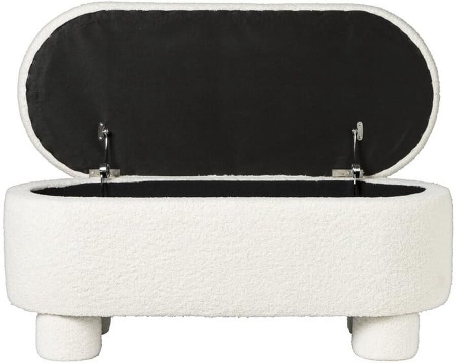 Dutchers Teddy Opbergpoef met Zachte Stof Teddystof Poef met Opbergruimte Beige Wit Japandi Creëer een knus Zitplekje Combineer Gemak Elegantie & Opslag