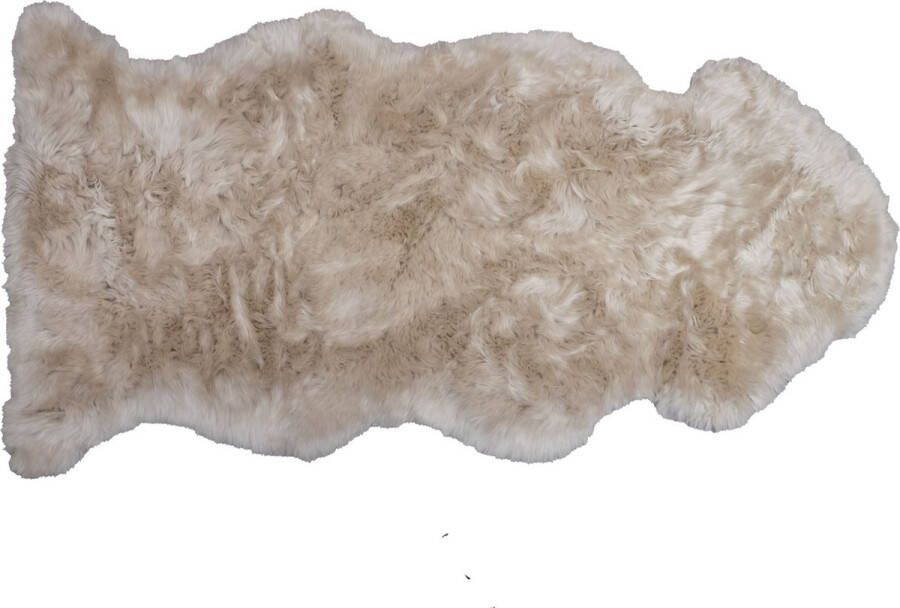 Dutchskins Designer schapenvacht vloerkleed 135 x 60 cm patchwork Beige; Creme; Linnen Hoogpolig vloerkleed natuurlijke vorm