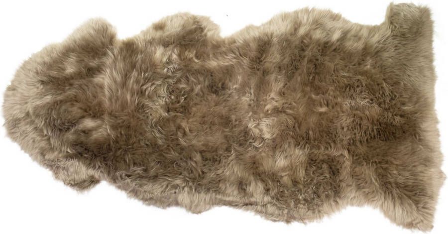 Dutchskins Designer schapenvacht vloerkleed 135 x 80 cm patchwork Beige; Creme; Taupe Hoogpolig vloerkleed natuurlijke vorm