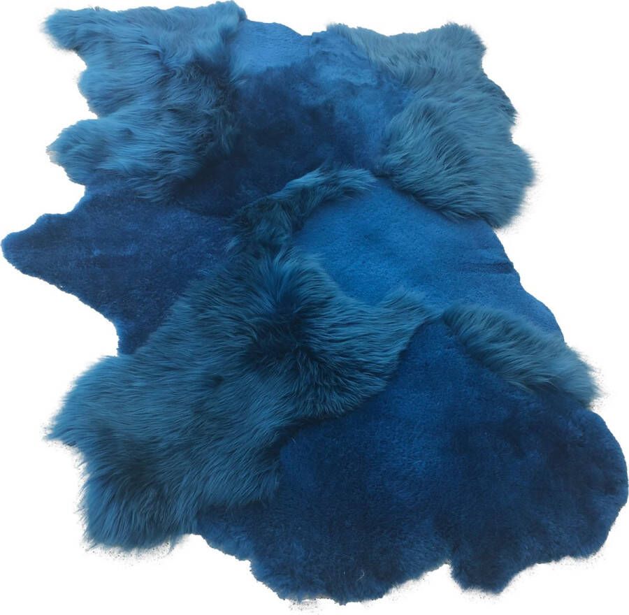 Dutchskins Designer schapenvacht vloerkleed 180 x 120 cm patchwork Goudbruin; Licht bruin; Cognac Hoogpolig vloerkleed natuurlijke vorm