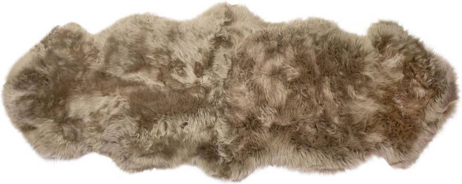 Dutchskins Designer schapenvacht vloerkleed 180 x 80 cm patchwork Beige; Taupe Hoogpolig vloerkleed natuurlijke vorm