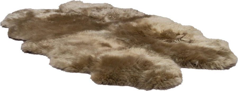 Dutchskins Designer schapenvacht vloerkleed 190 x 120 cm patchwork Beige; Taupe Hoogpolig vloerkleed natuurlijke vorm