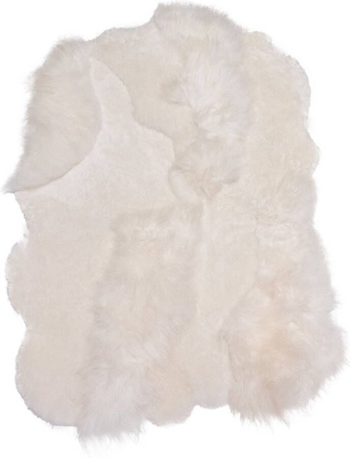 Dutchskins Designer schapenvacht vloerkleed 230 x 160 cm patchwork Ivoor wit; Creme wit Hoogpolig vloerkleed natuurlijke vorm