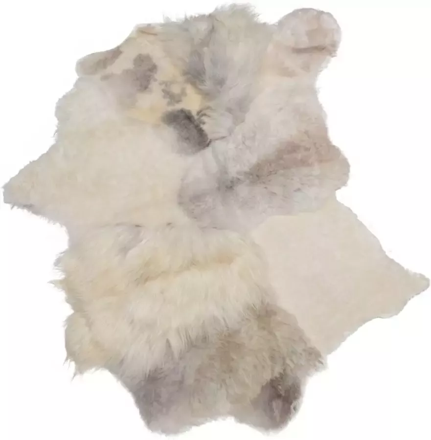 Dutchskins Designer schapenvacht vloerkleed 180 x 120 cm patchwork Ivoor wit; Creme wit Hoogpolig vloerkleed natuurlijke vorm - Foto 2