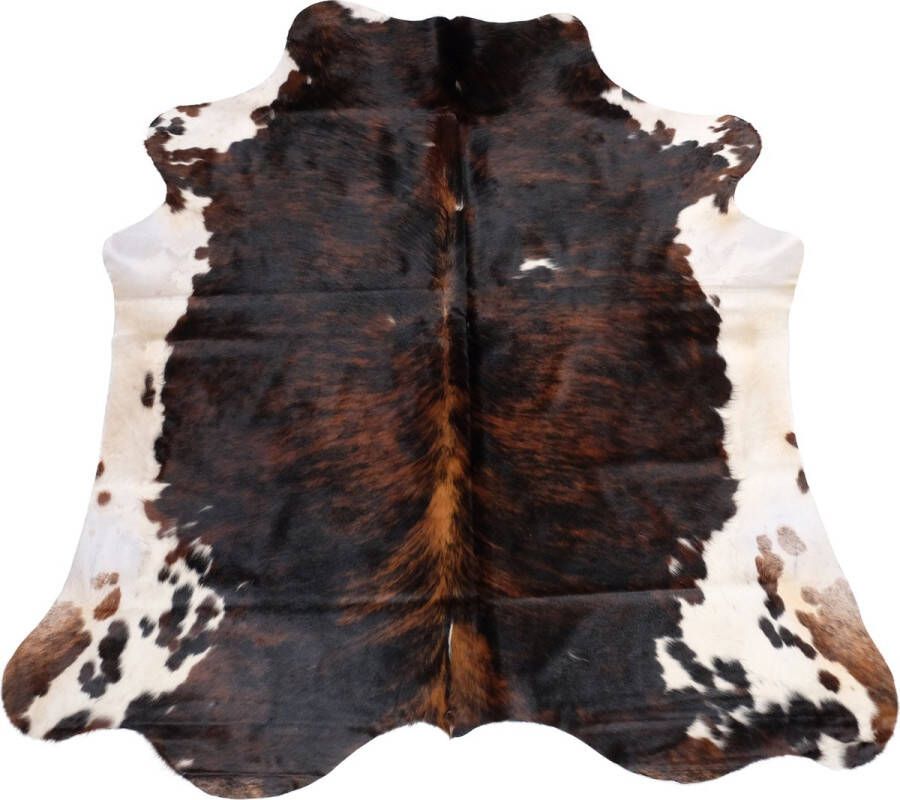 Dutchskins Koeienhuid vloerkleed Bruin wit Tricolor dikke kwaliteit koeienkleed Ecologisch gelooide koeienvellen Uniek gefotografeerde koeienhuiden