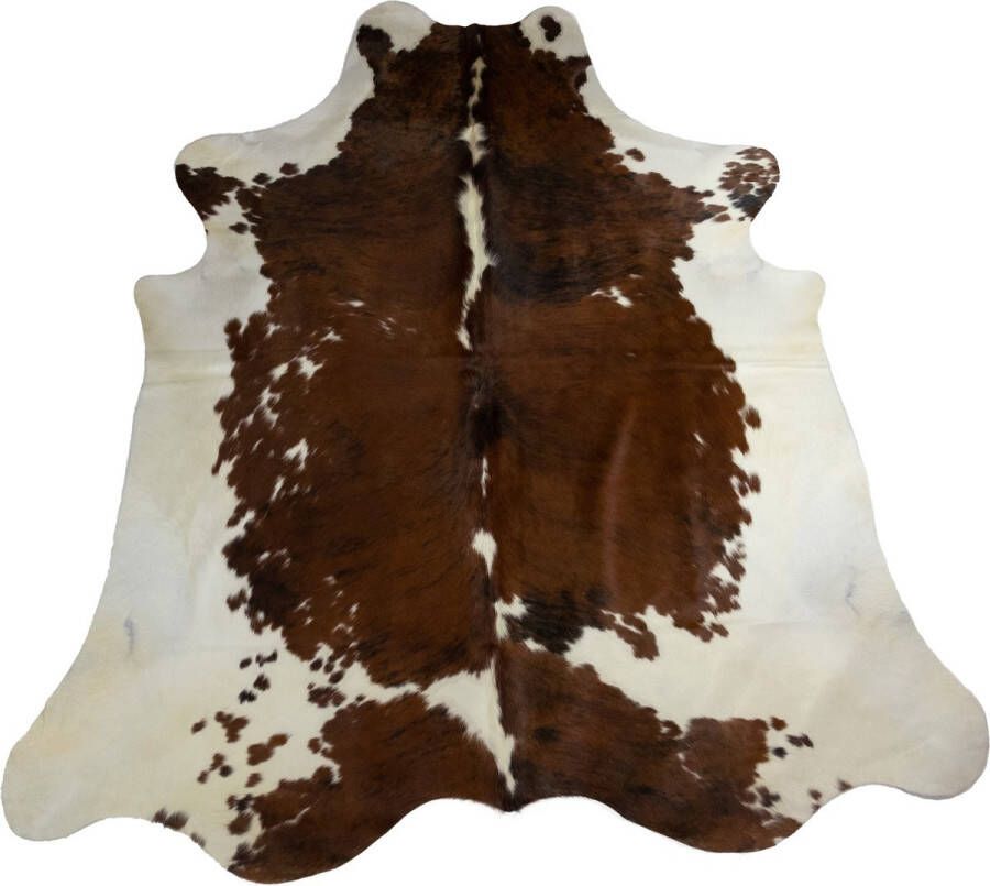 Dutchskins Koeienhuid vloerkleed Wit; Bruin dikke kwaliteit koeienkleed Ecologisch gelooide koeienvellen Uniek gefotografeerde koeienhuiden