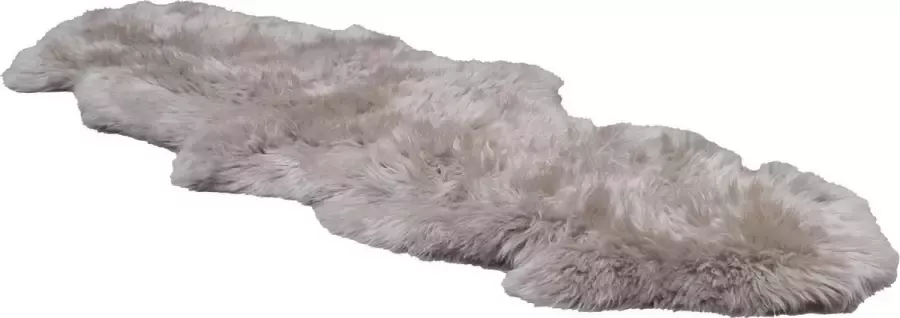 Dutchskins Designer schapenvacht vloerkleed 180 x 60 cm patchwork licht taupe; Taupe Hoogpolig vloerkleed natuurlijke vorm - Foto 2