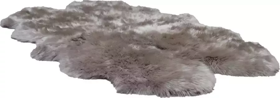 Dutchskins Designer schapenvacht vloerkleed 190 x 120 cm patchwork licht taupe; Taupe Hoogpolig vloerkleed natuurlijke vorm - Foto 2