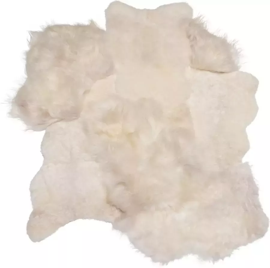 Dutchskins Designer schapenvacht vloerkleed 180 x 120 cm patchwork Ivoor wit; Creme wit Hoogpolig vloerkleed natuurlijke vorm