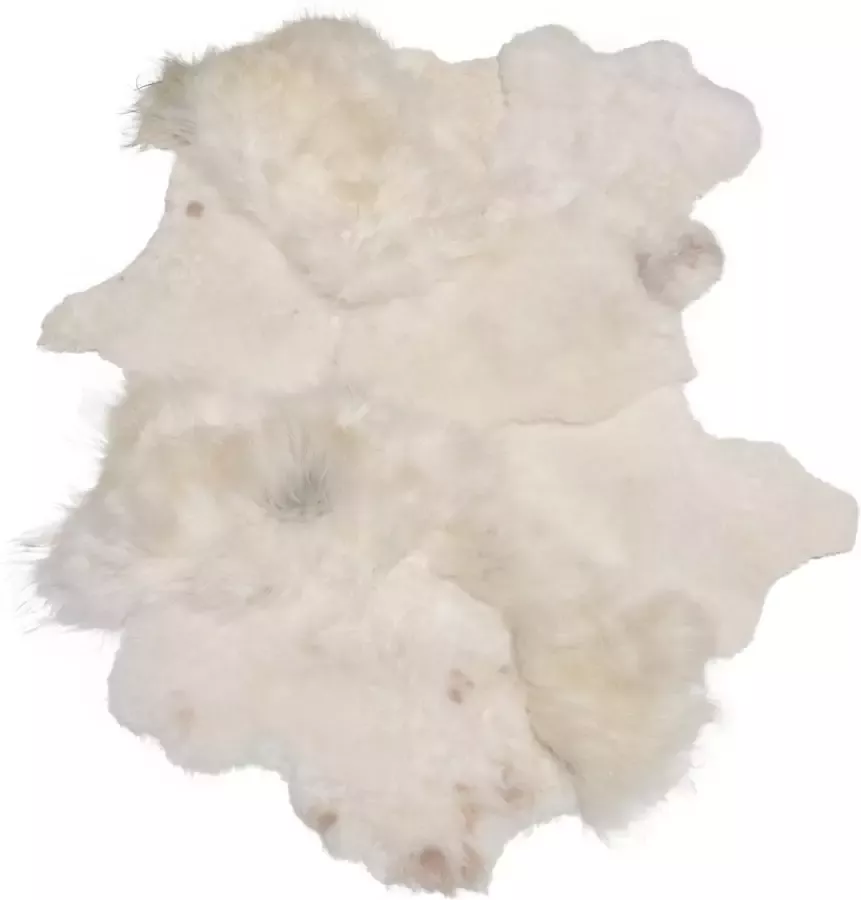 Dutchskins Designer schapenvacht vloerkleed 180 x 120 cm patchwork Creme; Ivoor wit; Creme wit Hoogpolig vloerkleed natuurlijke vorm