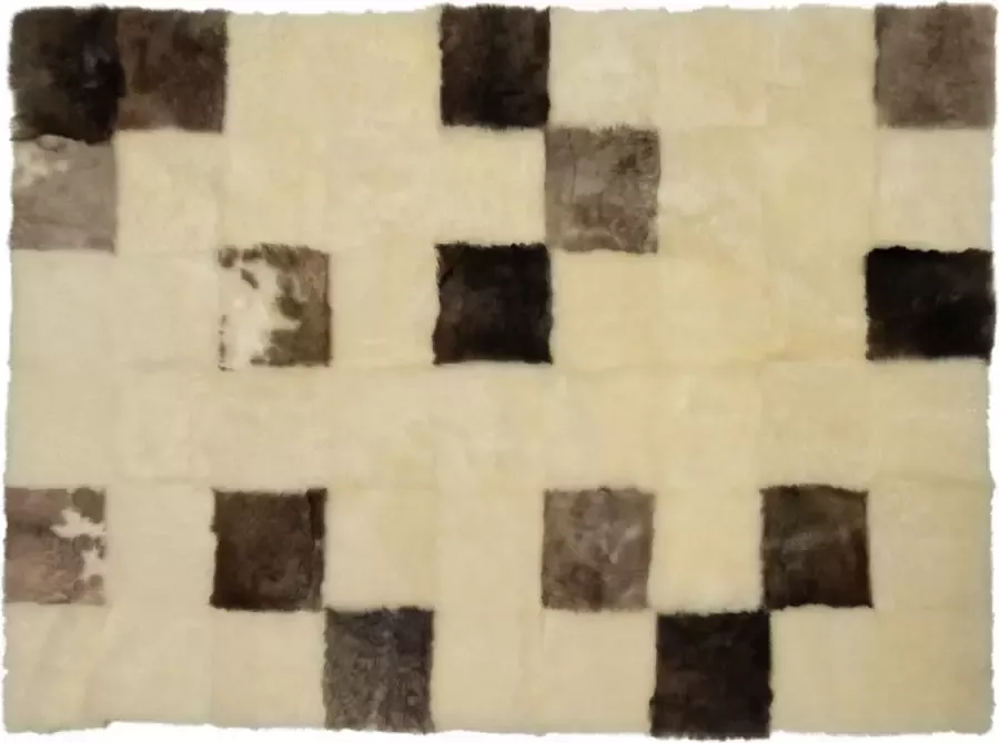 Dutchskins Designer schapenvacht vloerkleed 180 x 120 cm patchwork Ivoor wit; Creme wit Hoogpolig vloerkleed natuurlijke vorm - Foto 3