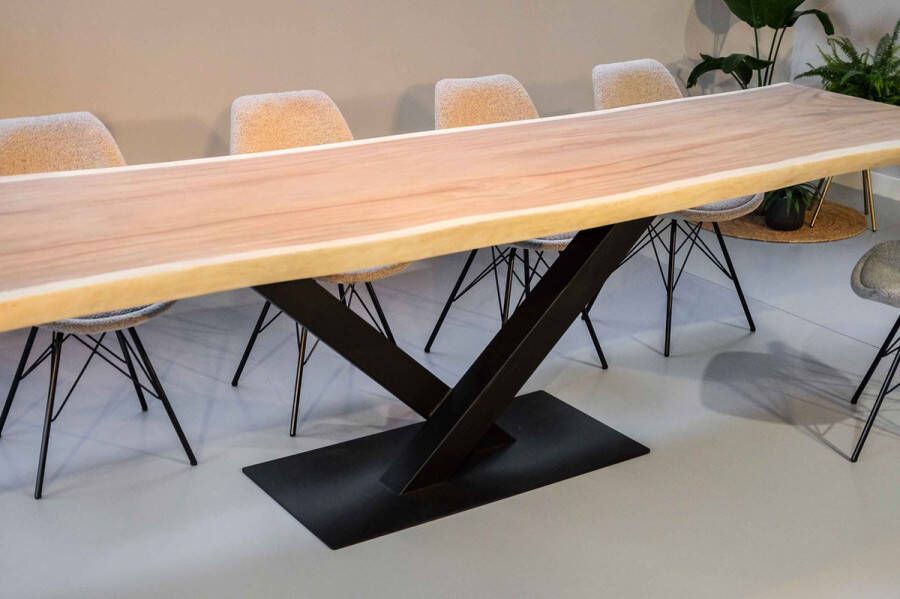 DuuMaa Tafels Boomstam tafel Suar Hout 300cm 8 personen Duumaa Tafels Eettafel V poot