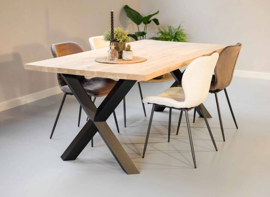 DuuMaa Tafels Eiken rechthoekig eettafel 240cm 6 personen Duumaa Tafels Diamant x poot