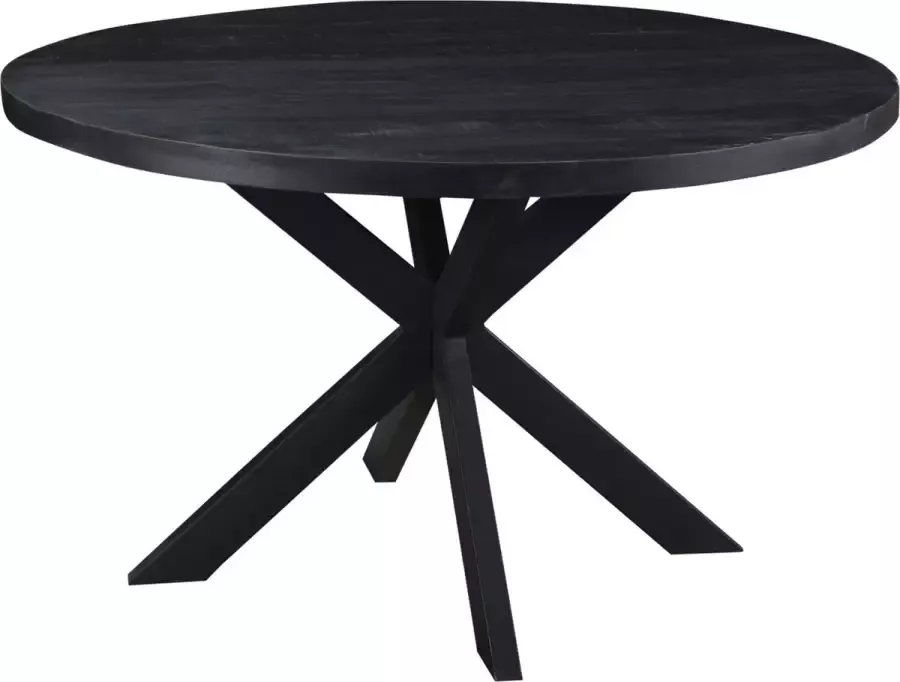 Duverger Black Omerta Eettafel mango zwart rond dia 120cm stalen spider zwart gecoat