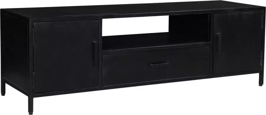 Duverger Black Omerta TV-meubel 160cm mango zwart 2 deuren 1 lade 1 nis stalen frame - Foto 1