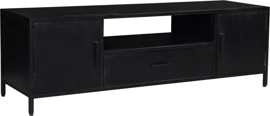 Duverger Black Omerta TV-meubel 180cm mango zwart 2 deuren 1 lade 1 nis stalen frame - Foto 1