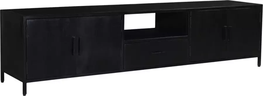 Duverger Black Omerta TV-meubel 220cm mango zwart 4 deuren 1 lade 1 nis stalen frame - Foto 2