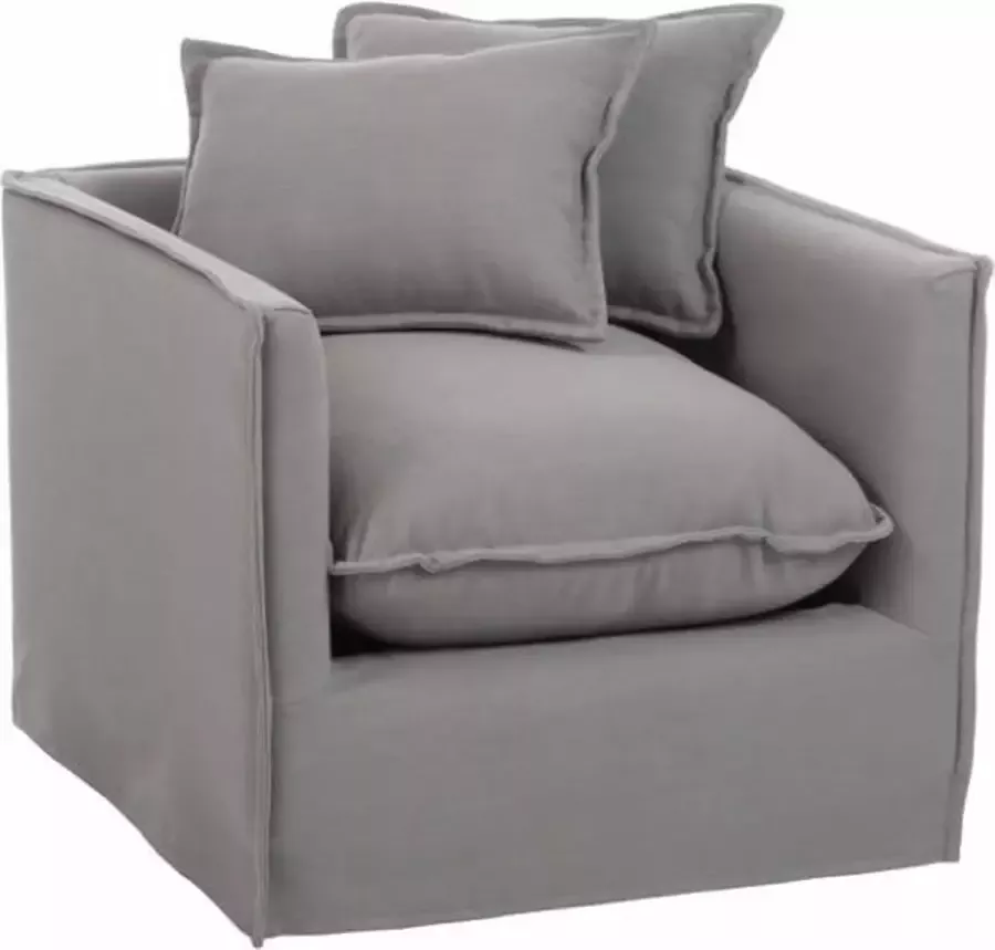 Duverger Cushions Fauteuil met kussens linnen grijs Afm: 85 cm 65 cm