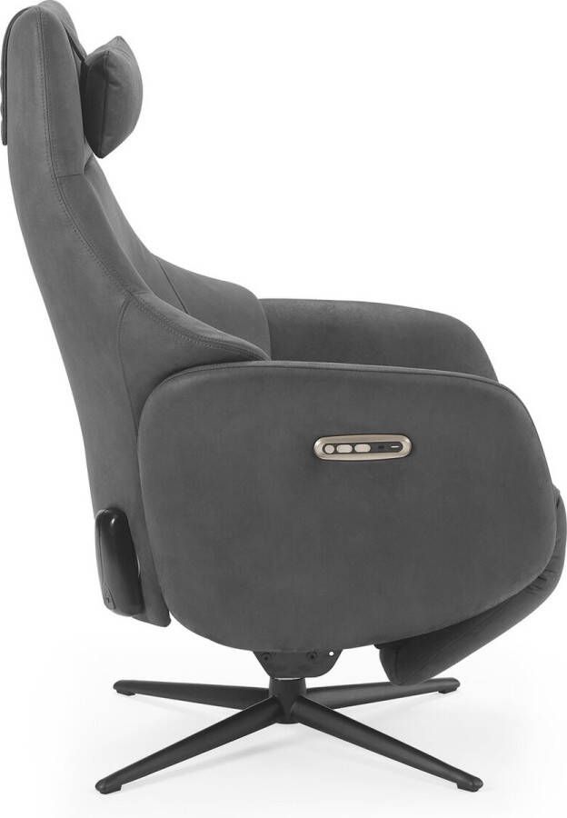 Duverger Dreamline design Relaxfauteuil combi grijze sneakstof en zwart kunstleder elektrisch verstelbaar batterij