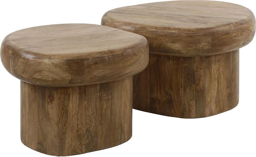 Duverger Arbol Salontafels set van 2 mango ovaal zandkleur opgedikte rand