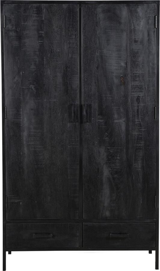 Duverger Black Omerta Buffetkast mango zwart 2 deuren 2 lades 4 schappen stalen frame zwart gecoat