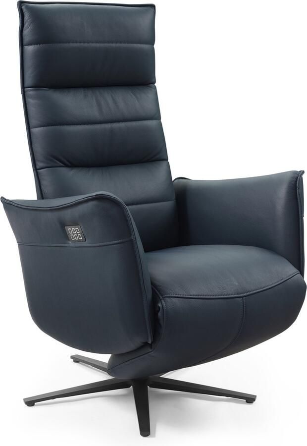 Duverger Dreamline Iris Relaxfauteuil leder ocean blue elektrisch verstelbaar met batterij