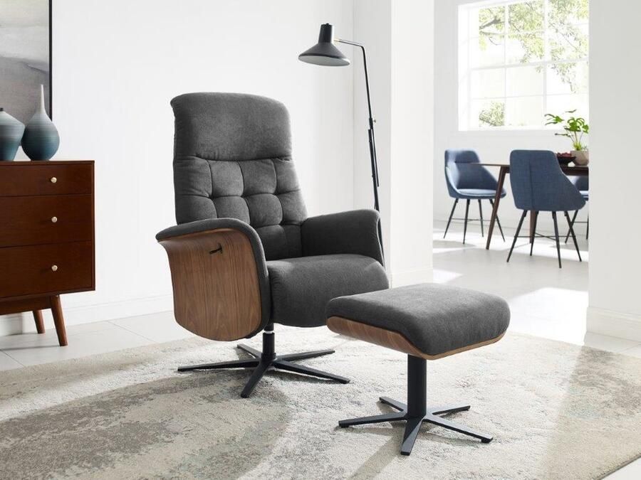 Duverger Dreamline James Relaxfauteuil antraciet stof manueel verstelbaar voetenbank