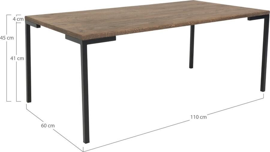 Duverger Oaked Salontafel rechthoekig eikenhout gerookt geolied stalen poten - Foto 2