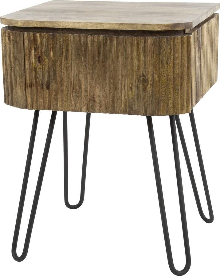 Duverger Purl Nachtkastje mango 1 lade 4 poten staal