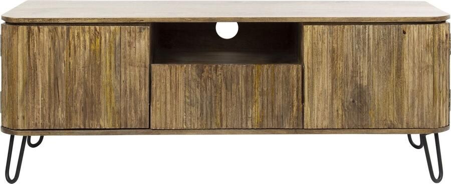Duverger Purl TV-meubel mango 2 deuren 1 lade 1 open vak 4 stalen zwarte poten