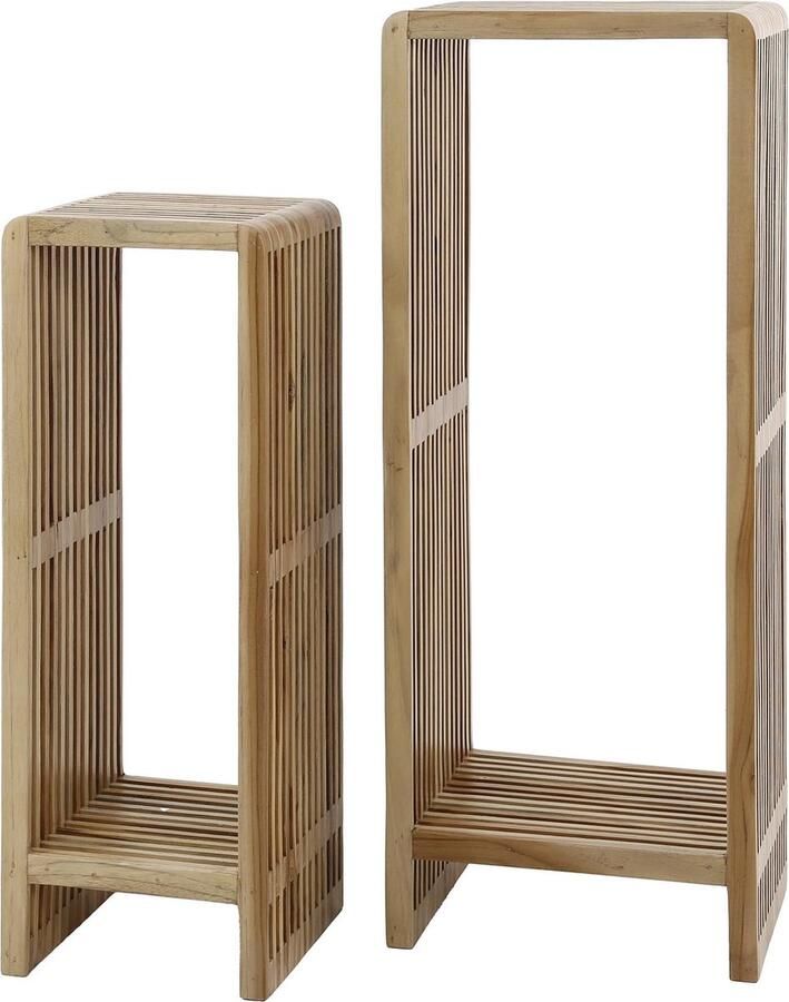 Duverger Razz Zuil set van 2 teak 2 verschillende hoogtes strookjes