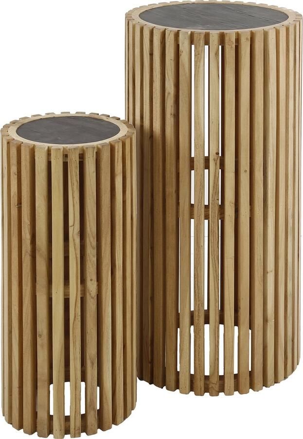 Duverger Schist Bloemenzuil set van 2 leisteen acacia rond spijlen