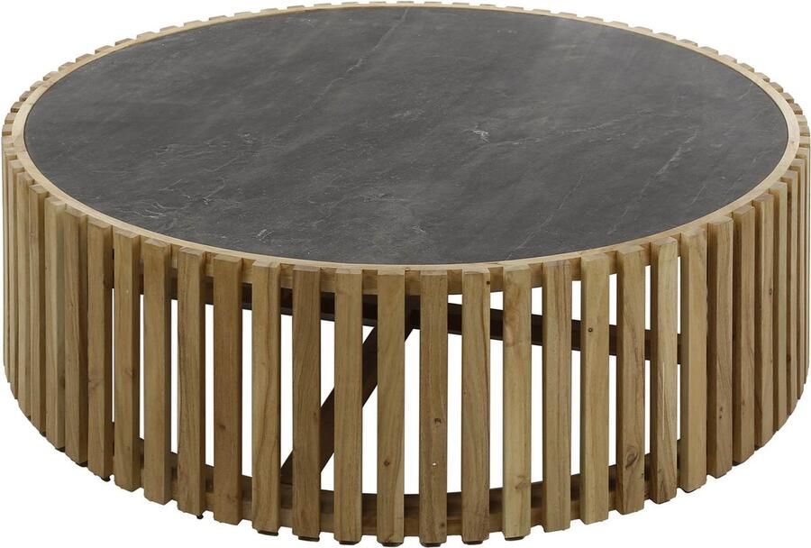 Duverger Schist Salontafel leisteen acacia rond 120Ø spijlen