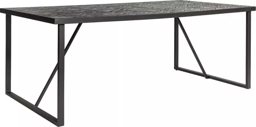 Duverger Herringbone Eettafel zwart visgraat parket metalen frame rechthoek 160x90 - Foto 1